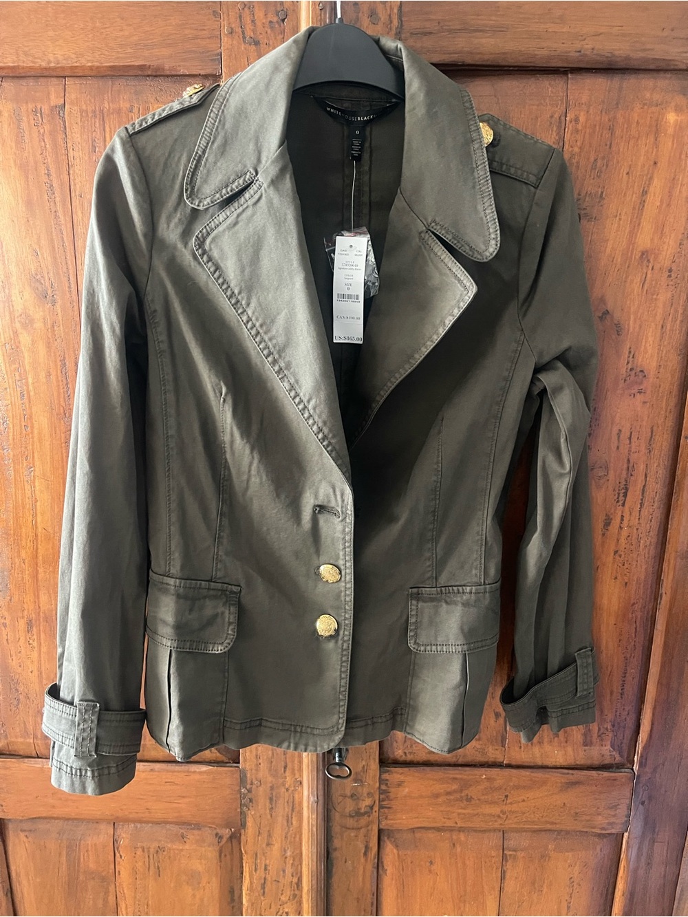 White House Black Market Olive Green signature utility Blazer sz 0